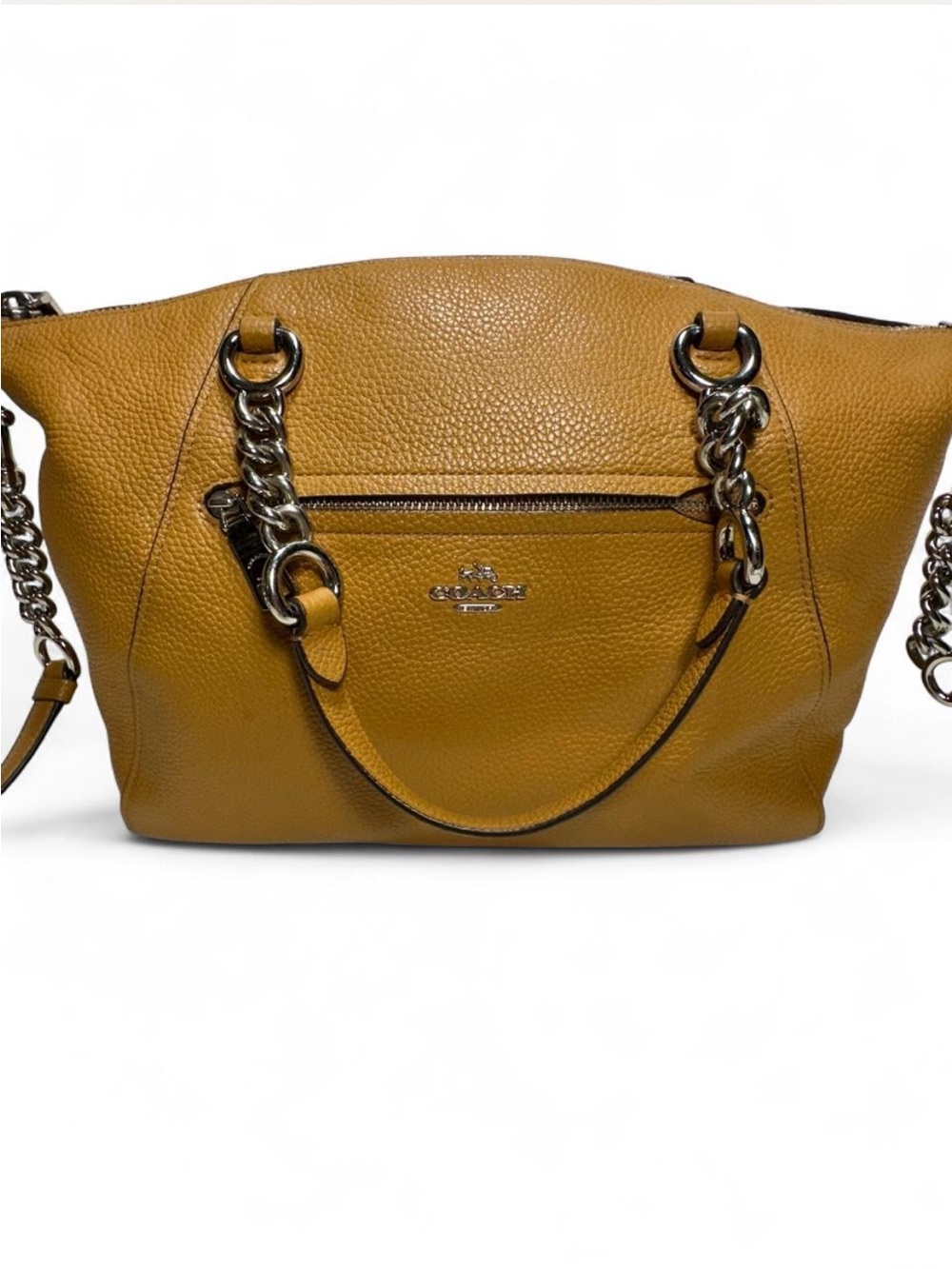 Coach Chain Prairie Satchel 59501 Chestnut Pebbled Leather Crossbody